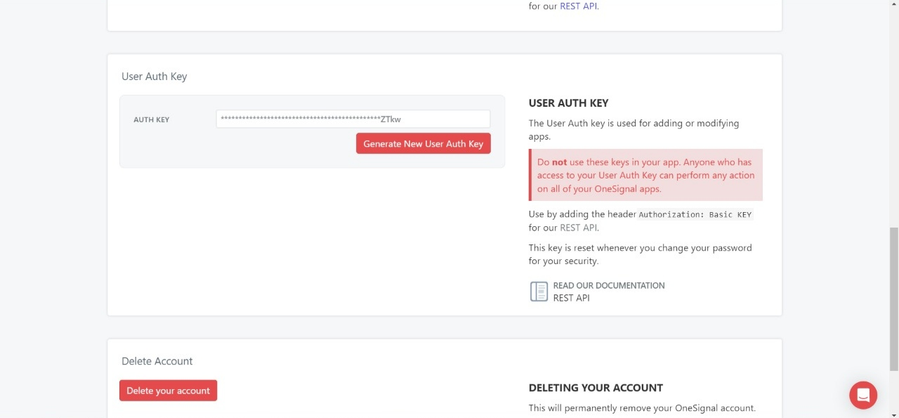 Get One Signal Auth Key