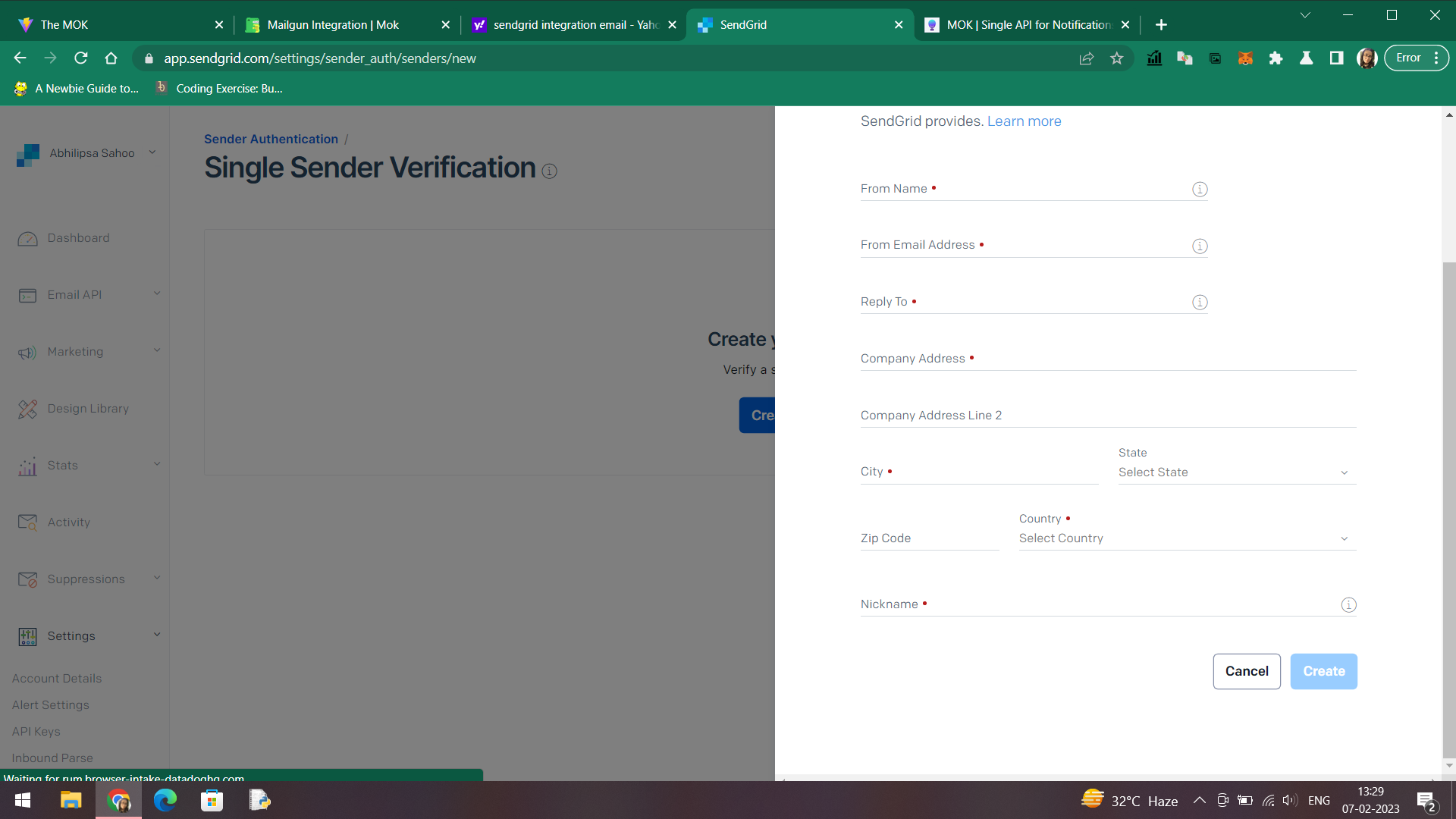 Sendgrid Form2